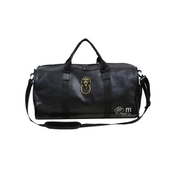 

chinese style lion head travel bag vintage waterproof pu weekend traveling carry on duffle bags largong strap muliti-pocket travel handbags