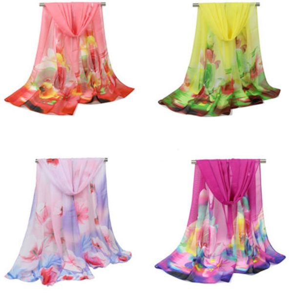 

women rose floral flower print chiffon soft neck shawl scarf scarf beach towel