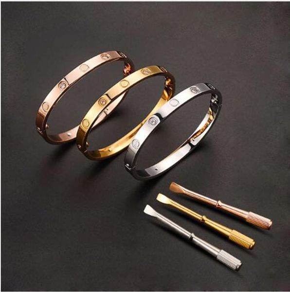 

роскошные машины титановая сталь отвертка любовь браслет простой металлический узор пряжка сочетание браслет мужчины женщины бренд качество, Black