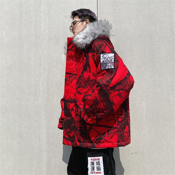 

heyguys men streetwear winter bomber jacket 2019 mens fashions windbreaker hip hop parka hooded jackets coats camo clothing, Black