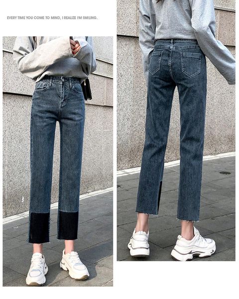 

bluegray прямые джинсы женские свободные показать тонкий, Blue