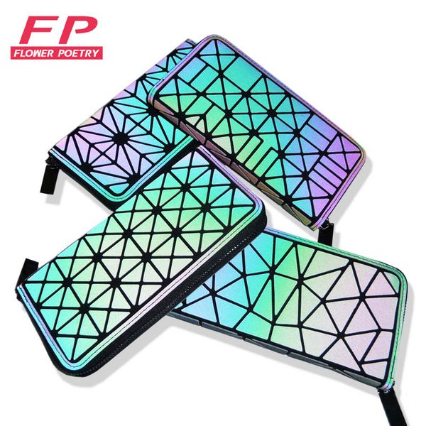 

new long women wallets geometric lattice luminous wallet women lutch purse bao teira feminina de marca famosa, Red;black