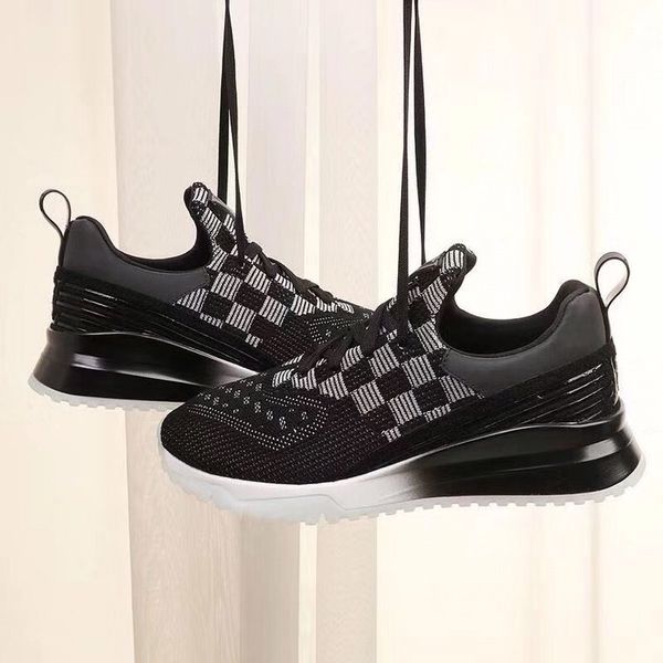 

platform men's and women's shoe wild vintage luxury knitted white shoes breathable casual sports shoes lace-up travel shoes 02, Black