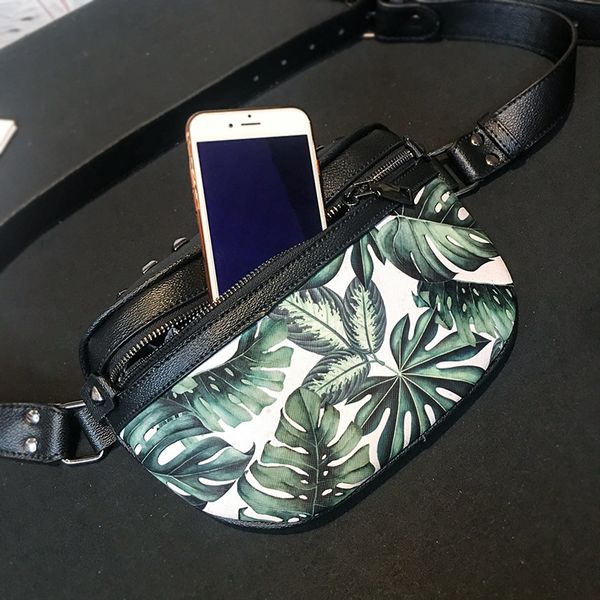 

summer new men's and women's chest bags outdoor sports small bags one shoulder slanted cross bag zip-print waist bag