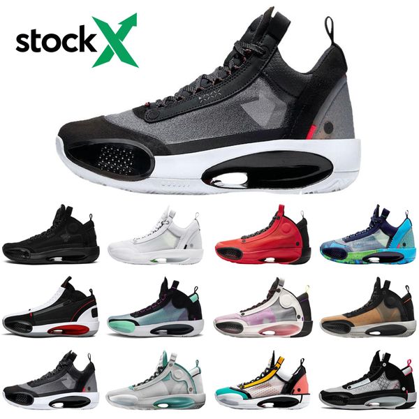 

34 34s stock x jumpman zoom men basketball shoes black cat pure money blue void heritage asg athletics mens trainers sports sneakers, White;red