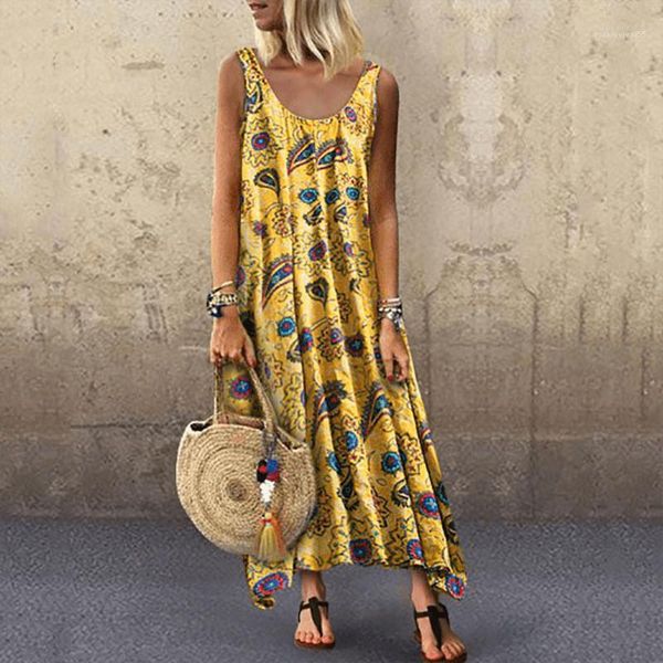 

o neck loose ladies runway dresses a line casual women summer clothing floral sleeveless womens dresses, Black;gray