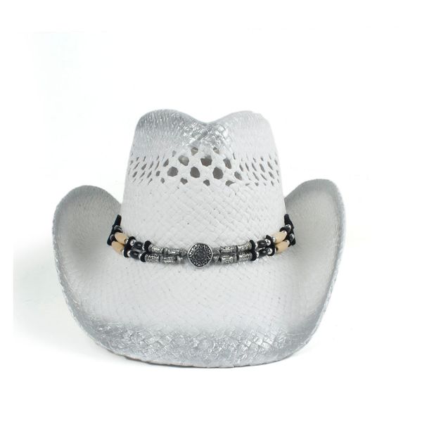 

ретро ручной плетение соломы женщины мужчины hollow western cowboy hat lady папа сомбреро hombre пастушка джаз вс caps размер 56-58cm, Blue;gray
