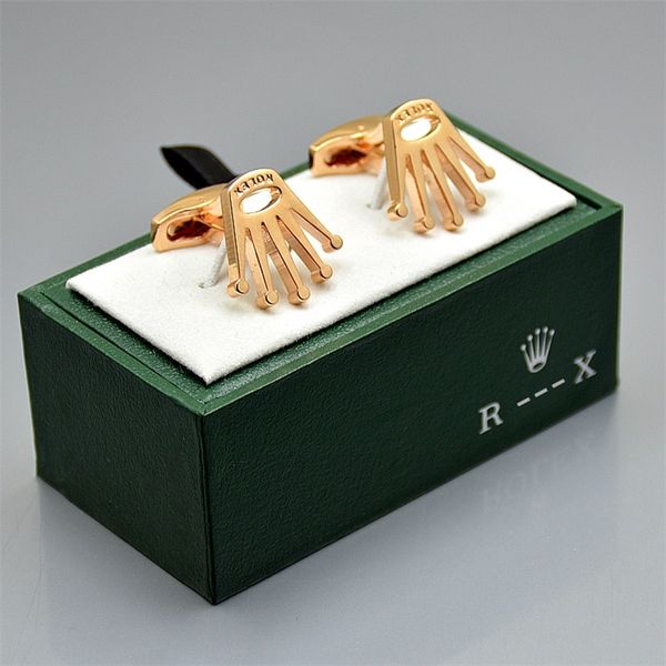 

luxury rlx branding french man cufflink cufflinks five fingers copper stamping cuff button with brands box as christmas gift, Silver
