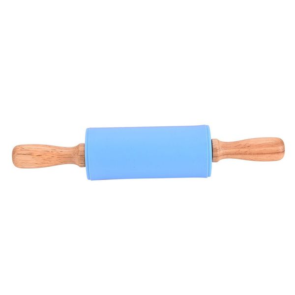 

wooden handle silicone rollers rolling pin kid kitchen cooking baking tool #t2 other bakeware