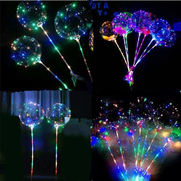 

bobo ball flashing led balloon transparent luminous flashing up balloons with 70cm stick 3m string blinking balloon xmas wedding party decor