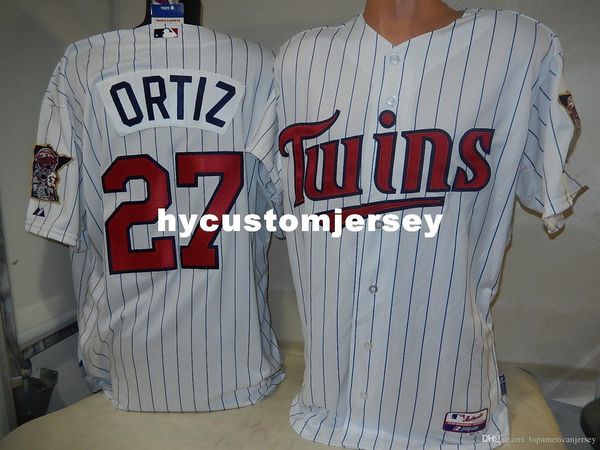 

custom majestic minnesota #27 david ortiz game white p/s jersey new mens stitched jerseys big and tall size xs-6xl for sale, Black;blue