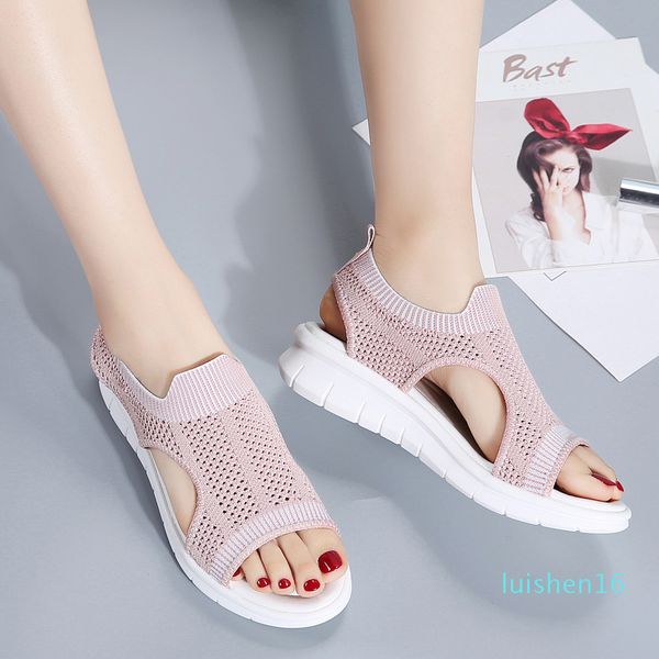 

pinsen new 2020 fashion comfortable summer shoes woman ladies slip-on flat sandals women sandalias mujer l16, Black