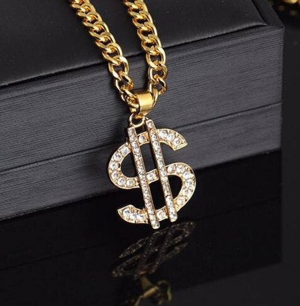 

shellhard hip hop jewelry us dollar money pendant necklaces luxury gold color long chain necklace men women accessories necklace, Silver