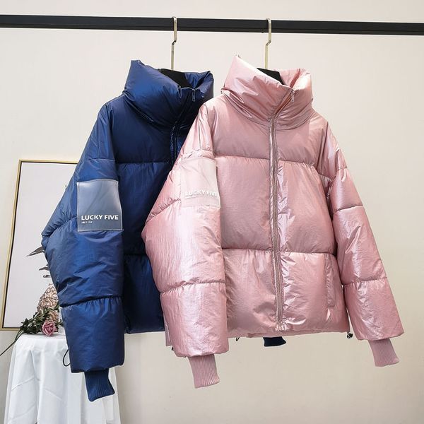 

bright color women's puffer parka coats winter drop shoulder warm padded coat female fashion streetwear down parkas women, Black;brown