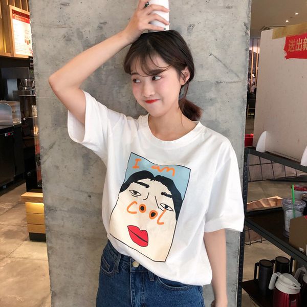 

women's fashion t shirt i am cool funny letter print summer harajuku t-shirt korean creative female plus size tee, White