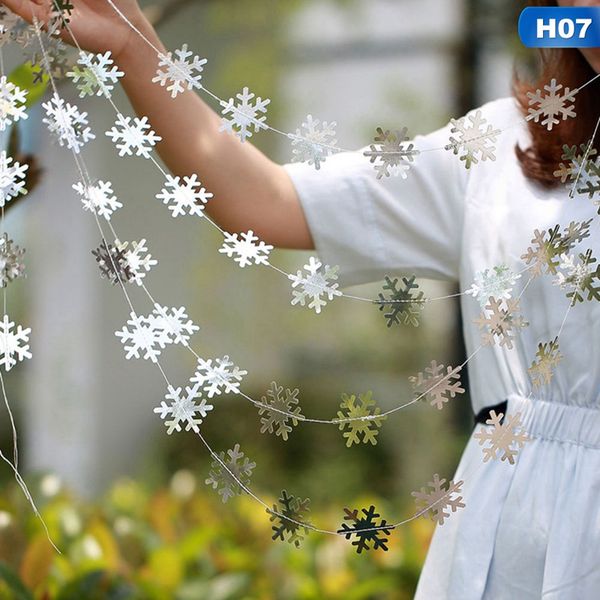 

4m frozen party supplies silver snowflake shape paper garland christmas wedding decoration scene new year snow flower decoration
