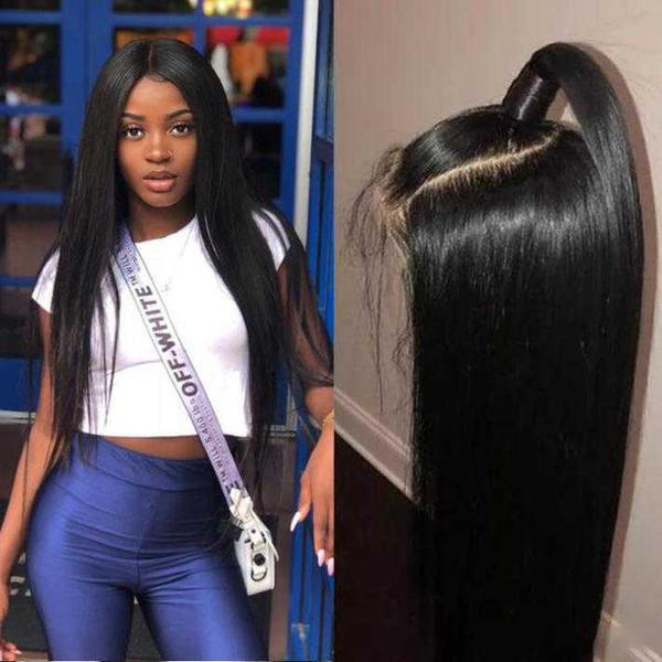 

brazilian straight lace front wig 6x6 closure wig 30 inch 13x6 lace front alianna remy human hair wigs pre plucked, Black;brown