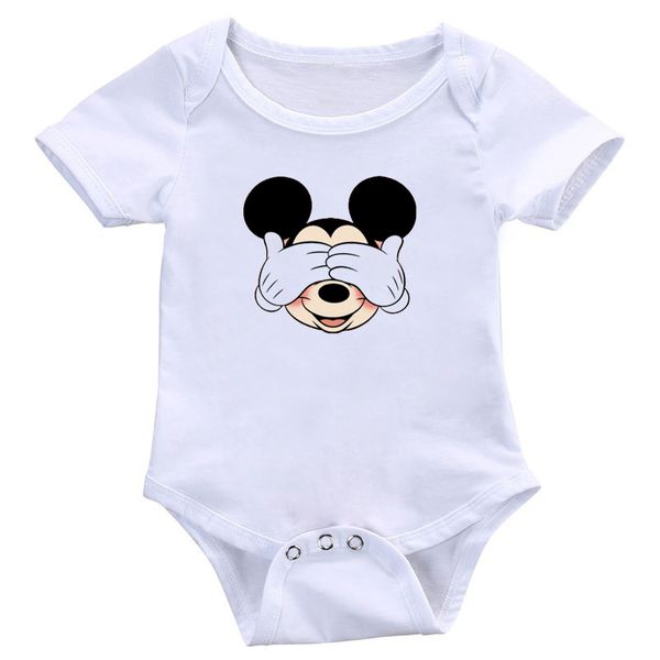 

newborn boys girls cute cartoon bodysuit jumpsuits onesies infant toddler soft rompers, White