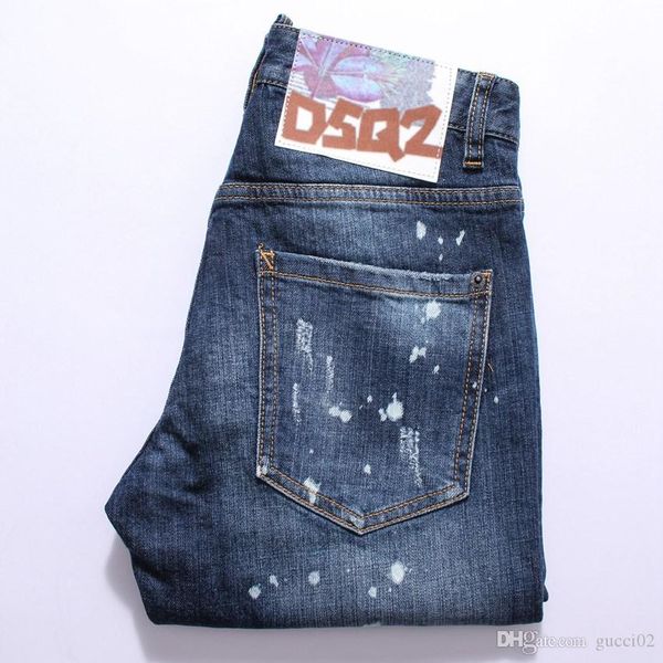

2019 fashion jeans distressed ripped shorts jeans slim fit motorcycle biker designer jeans hip hop mens jean s4, Blue