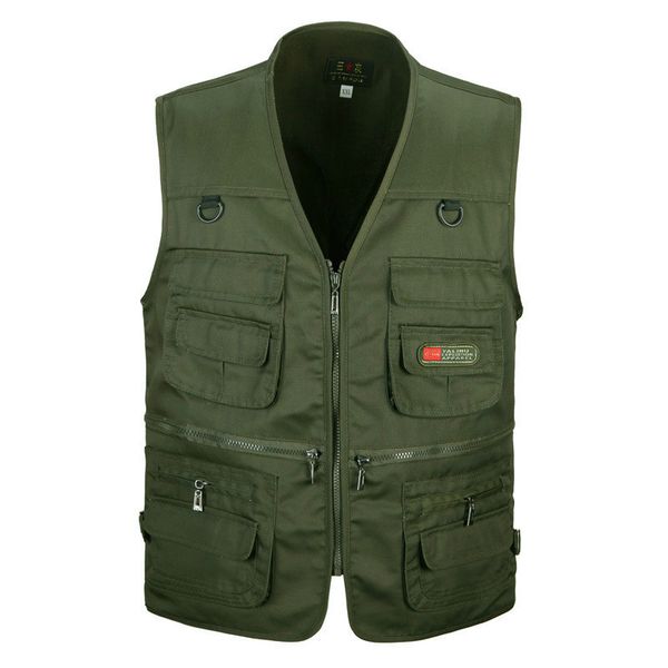 

the middle men's vest v-neck collar pgraphy outdoor casual vest male with many pockets multifunctional fishing vest, Black;white