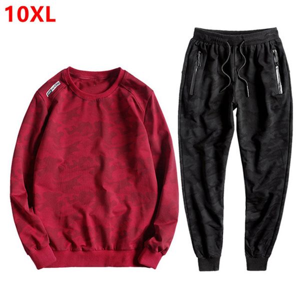 

2019 men's sweater camouflage sportswear sets l-10xl casual plus fertilizer xl cotton turtleneck sport jacket tide men's suit, Gray