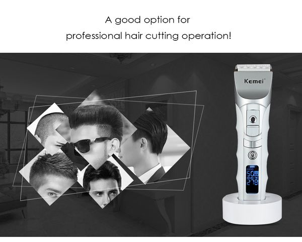 

new style kemei km-838 liquid crystal professional trimmer for barber scissors