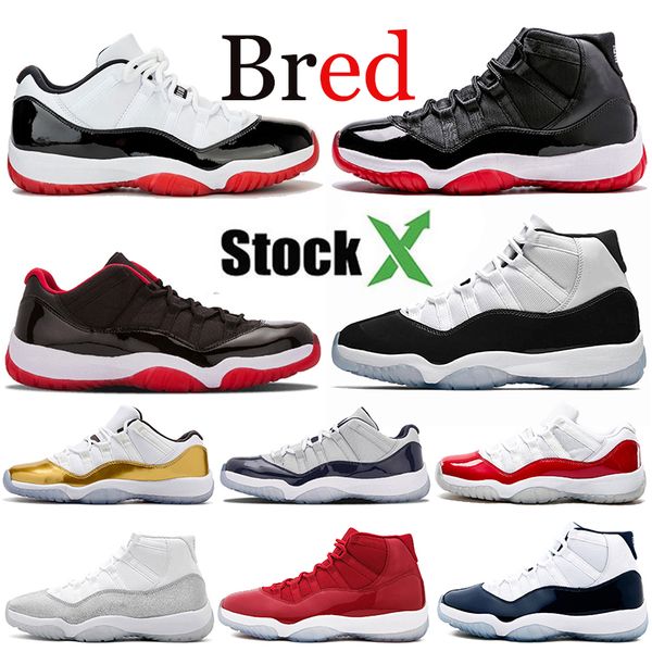 

air retro jordan 11s fashion designer bred jumpman basketball shoes concord high 45 midnight navy men women trainer sport sneakers, White;red