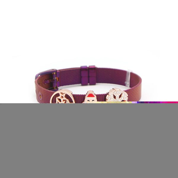 

sanshoor 4 styles stainless steel wrap bracelet set christmas tree fairy bar pattern designed as christmas bracelet band, Golden;silver