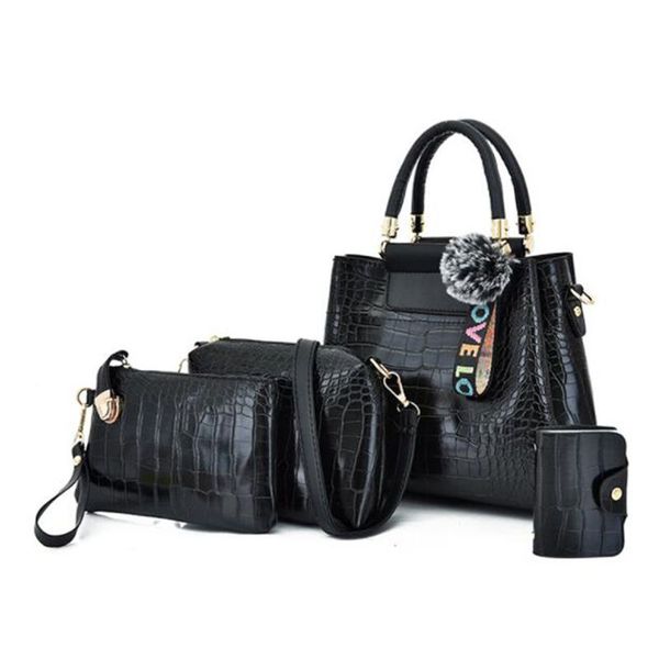 

2020 new fashion handbags delicate design 4pcs/set retro women crocodile pu leather tote messenger shoulder handbag clutch