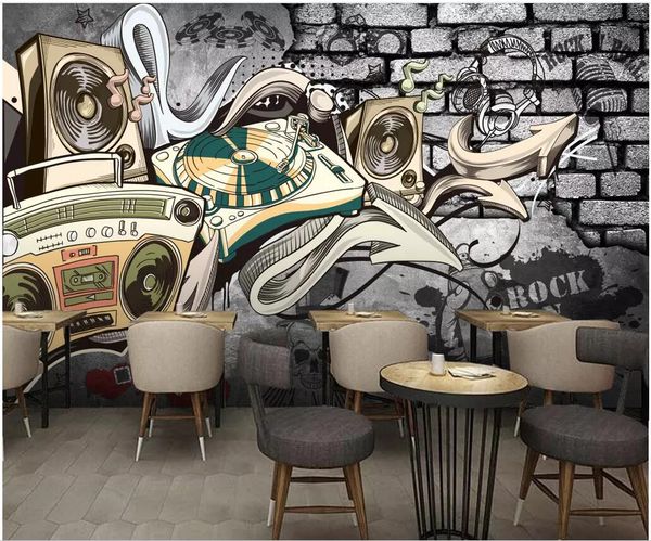

3d wallpaper custom p european retro nostalgic hip hop street graffiti bar ktv room home decor 3d wall murals wallpaper for walls 3 d