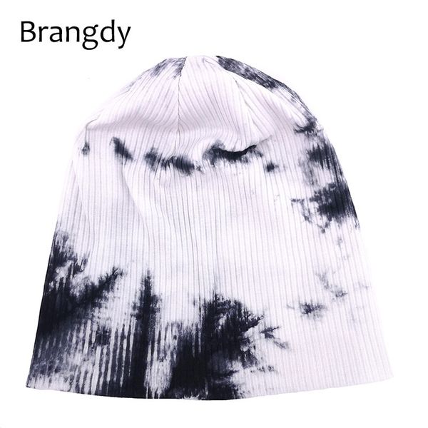 

winter black tie dye ribbed skullies beanie hats for women ladies slouchy beanies cotton headbands set femme bonnet dropshipping, Blue;gray