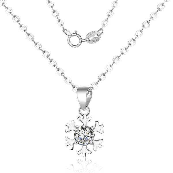 

sbn007 s925 silver romantic hexagon snow necklace women's euro-american short frost clavicle chain pendant