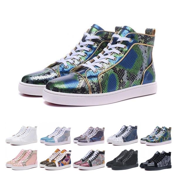 

2019 top дизайнер шипованных шипы flats обувь для любителей mens партии женщин подлинная кроссовки из кожи осень зима повседневный, Black