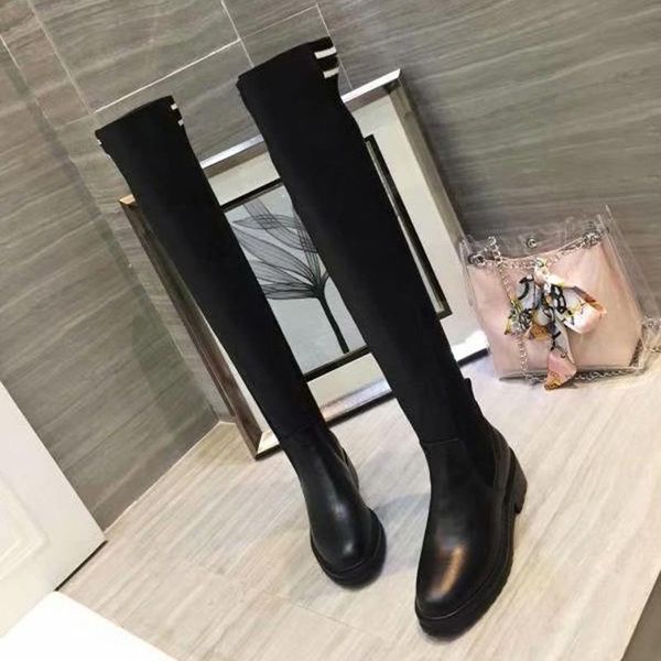 

лучшие конструктор женщин luxury указал носок boots brown черная кожа высокие сапоги для женщин италии колено моды ботинок с box n00, Black