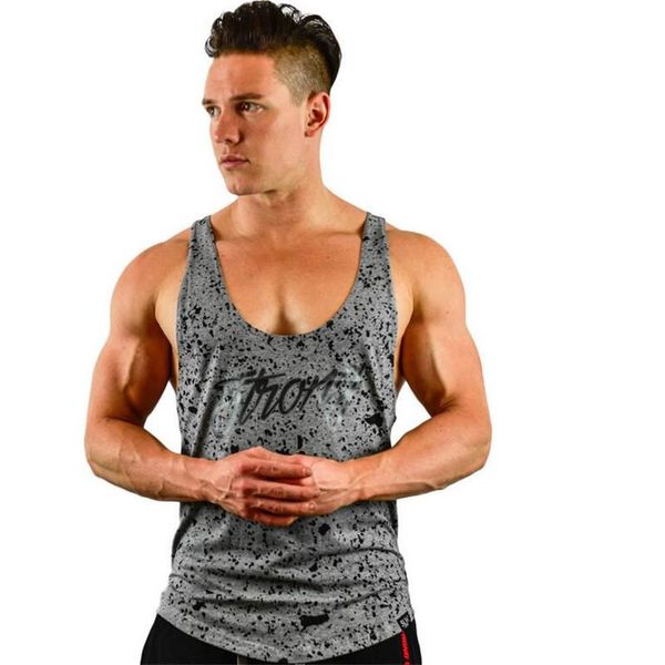 

new tank sleeveless vest undershirt casual fitness mens casual print bodybuilding red gray black famous, White;black