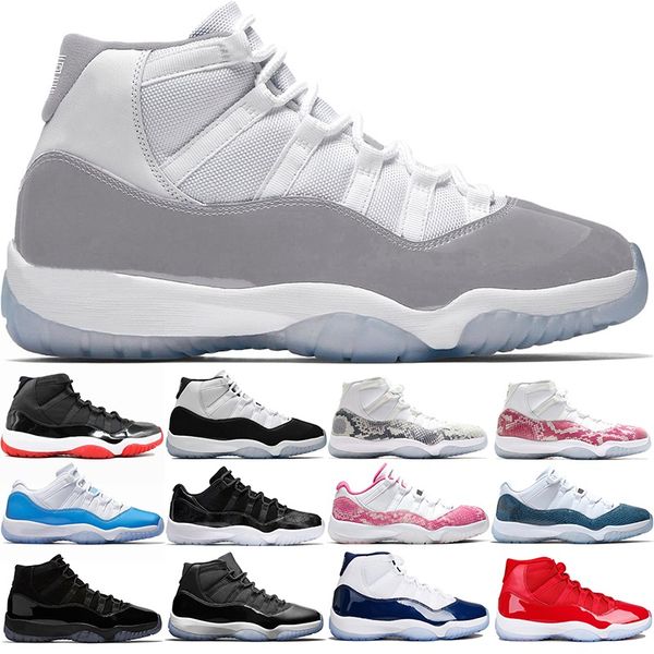 

air jordan retro 11 basketball shoes 11s men women vast grey bred for 2019 unc athletic trainer sports sneakers size 36-47, White;red