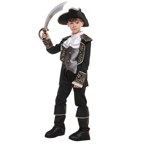 

umorden halloween costumes for boys royal pirate captain costume fancy carnival party dress up cosplay set for boy kids, Black;red