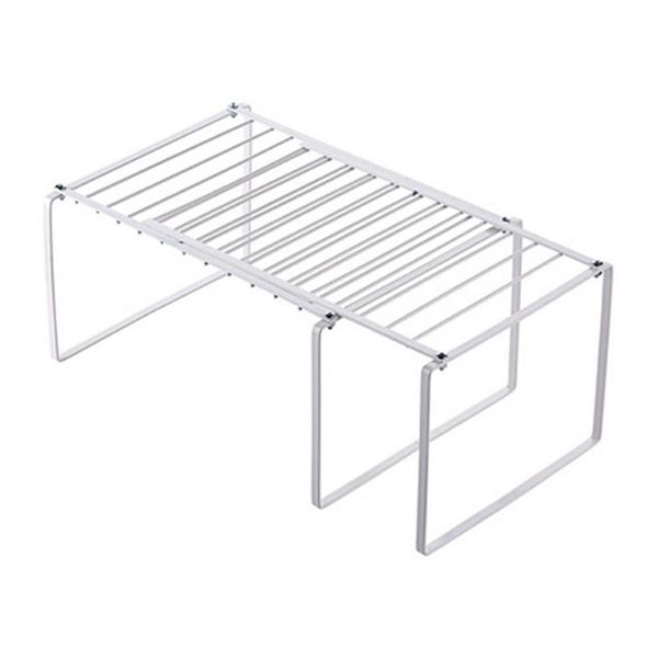 

retractable shelf stackable sliding rack organizer iron storage rack for cabinets tableware counter for home white