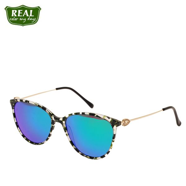 

real 2019 new fashion acetate metal foot silk sunglasses cat eyes frame woman polaroid lenses driver's glasses goggles, White;black