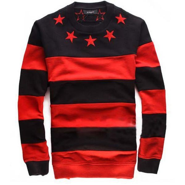 

fashion stars sweatshirt mens crewneck black red stripe women man embroidered sweatshirts male casual long sleeve pullovers ing
