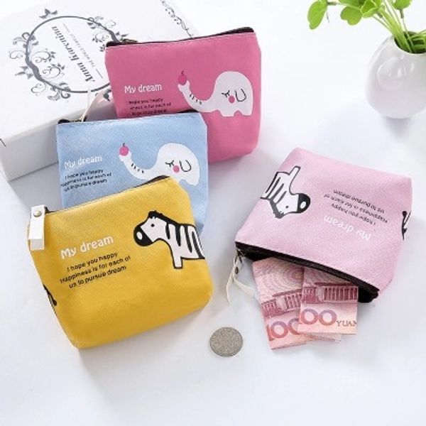

cute animal-purse cartoon multi-color multi-pattern mini coins pu leather cute wallet, Black