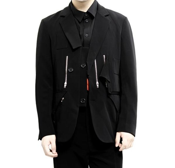 

s-6xl 2019 spring men's new fashion personalized large size customization retro shaped barge coat, Black;brown