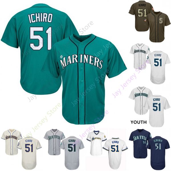 

Custom Seattle 51 Ichiro Suzuki Jersey Mariners Jerseys Cool Base Flexbase White Black Red Grey Home Away Men Women Youth Cheap