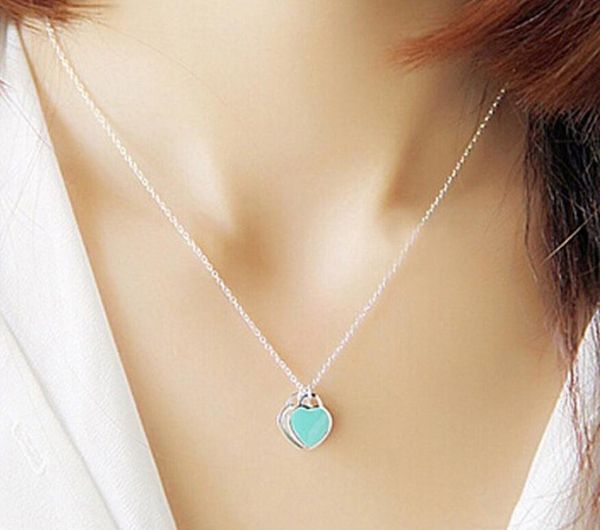 

горячее надувательство женщина роскошные ювелирные изделия real 925 цепные ожерелья стерлингового серебра любовь сердца ожерелье свадебный п, Silver