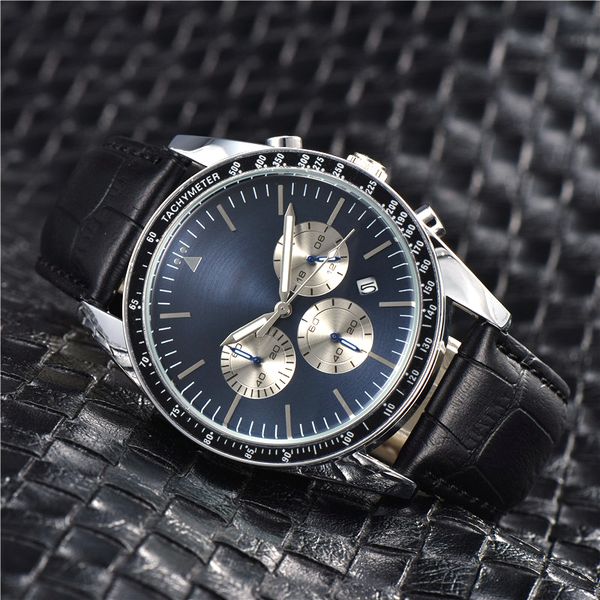 

brand luxury mens watches boss watch for men quartz movement leather strap small dial work designer waterproof watch montre de luxe, Slivery;brown