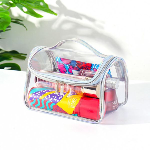 

transparent cosmetic bag simple waterproof pvc large capacity cylindrical wash bag multifunctional portable storage