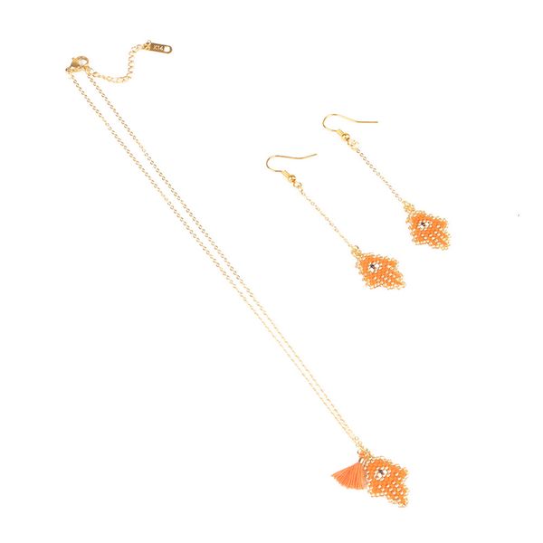

handmade seed beads hamsa hand necklaces and earrings set golden plated stainless steel chain lucky hand pendants necklaces dangle earrings, Silver