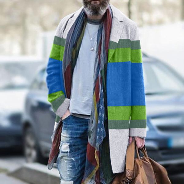 

autumn and winter european and american fashion casual loose lapel coat streetwear windproof overcoat chaqueta de los hombres#3, Black