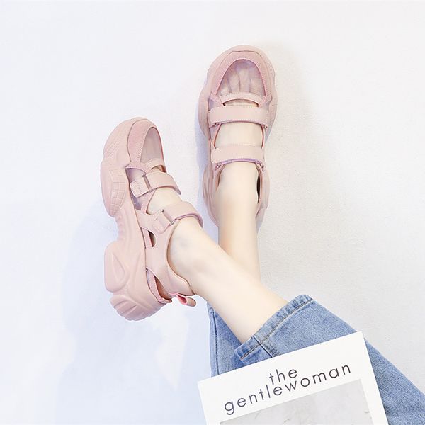 

women's daddy sandals hollow comfortable breathable women's shoes casual wild baotou sandals sports shoes, Black