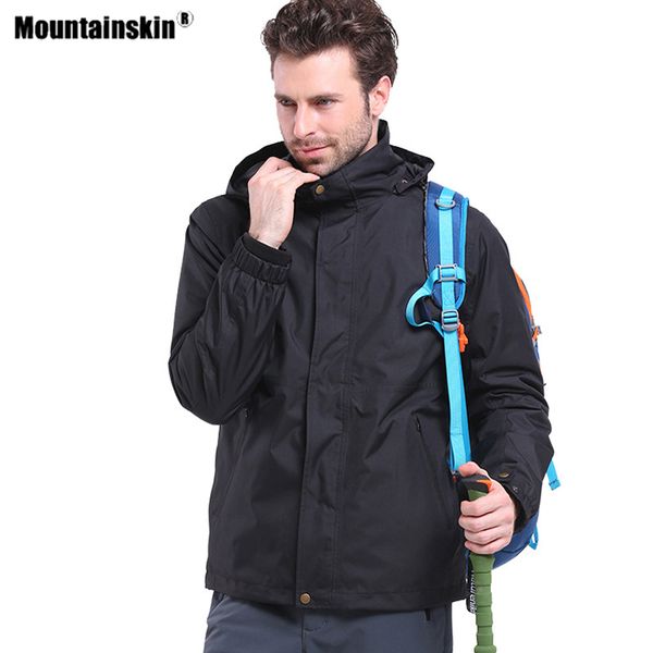 

mountainskin men's hiking jackets outdoor sport water repellent windbreaker breathable climbing camping trekking male coat va491, Blue;black